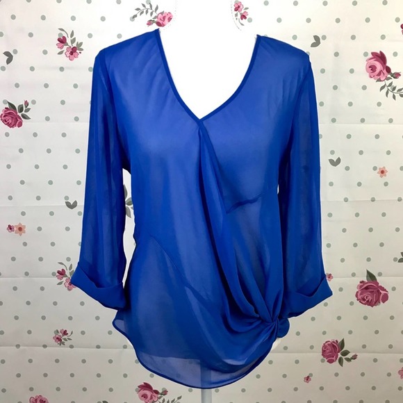 ASOS Tops - ASOS | Royal Blue Drape Front Side Knot Blouse